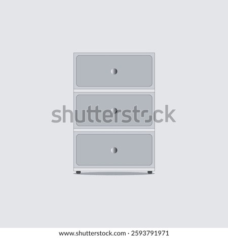 A simple, clean vector icon illustration of a cabinet with multiple drawers. The cabinet is shown in a frontal view