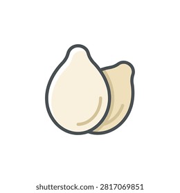 A simple and clean vector icon showing two peeled pumpkin seeds isolated on white background
