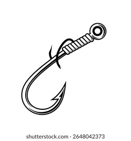 Simple Clean Vector Illustration of a Black Fishing Hook - Angling, Outdoor Sport, Hobby Equipment, Tackle Design Element