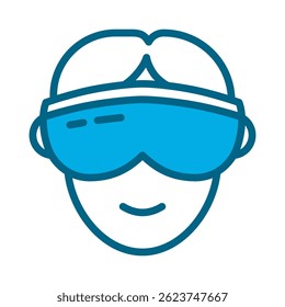 Simple, clean vector illustration of a cartoon man wearing goggles. Suitable for various design purposes