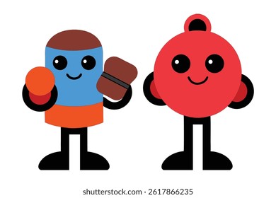 Simple and clean vector illustration of a minimal boxing training setup featuring a timer and gloves. Perfect for fitness, sport, and workout visuals. Isolated on a white background.