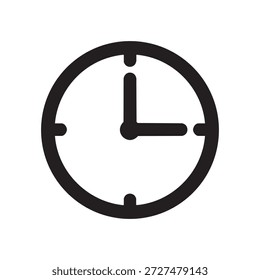 Una Ilustración vectorial simple y limpia de un ícono de reloj minimalista con una cara redonda y dos agujas.
