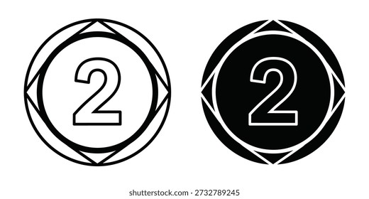 Ilustración vectorial simple y limpia del número 2 en un diseño circular, apto para varios proyectos de Diseño gráfico.