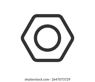 Ilustração vetor simples e limpo de uma noz. Útil como um ícone para mecânica, engenharia ou temas de construção. Representa soluções, força e conectividade.