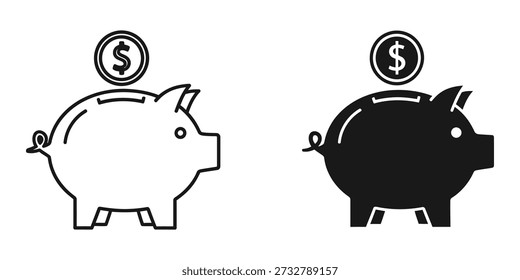 Ilustración vectorial sencilla y limpia de una hucha, perfecta para representar temas de ahorro, finanzas y gestión de dinero.