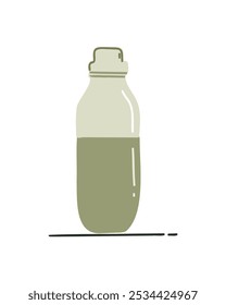 Simple and clean vector illustration of a reusable bottle in a minimalist cartoon style, perfect for eco-conscious projects and sustainability designs