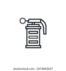 A simple and clean vector illustration of a smoke grenade. Its minimal line art style against a pure white background gives it a modern feel. Perfect for illustrating concepts of conflict, strategy,