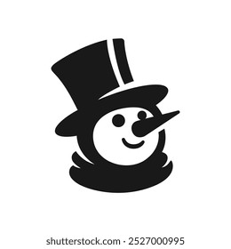 A simple, clean vector illustration of a snowman wearing a top hat, perfect for winter, and holiday-themed designs. Ideal for cards, decorations, and seasonal branding.