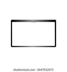 Uma ilustração vetorial simples e limpa de um computador tablet. O dispositivo é representado com um contorno preto espesso e uma tela branca completamente em branco, pronta para o conteúdo.
