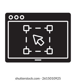 A simple and clean vector illustration of a website editing icon. Perfect for use in UI,UX design, web development, graphic design, and other digital projects. The icon features a browser window