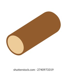 A simple and clean vector illustration of a wooden log with a natural brown color and a light tan end. Ideal for designs related to nature, forestry, or lumber industries. Perfect for eco-friendly campaigns, nature-themed projects, or wood product branding.