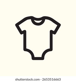 Simple and clean vector outline of a baby onesie, ideal for icons, web design, or print materials for childcare, nursery, and infant product businesses.