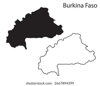 Einfache und saubere Vektorsilhouette von Burkina Faso Karte. Perfekt für Bildungs-, Reise- oder Grafikdesign-Projekte