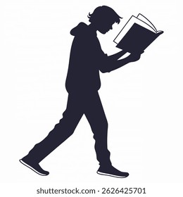 A simple and clean vector silhouette of an open or closed book, isolated on a white background. Perfect for educational themes, library logos, academic designs, and reading-related content.