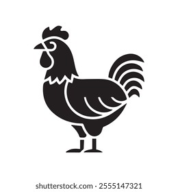 Simple and clean vector silhouette of a rooster perfect for farm logos agriculture designs rural branding and poultry-related projects