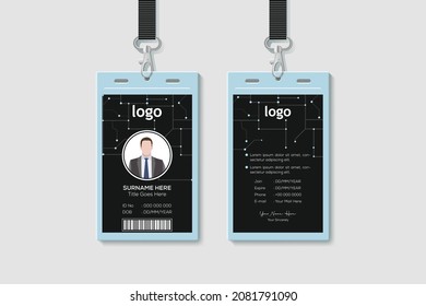 Simple And Clean Vertical Double-sided Gold Id Cards For Company Stuff. Flat Design Vector Illustration