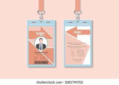 Simple and Clean Vertical Double-sided Gold Id Cards For Company Stuff. Flat Design Vector Illustration