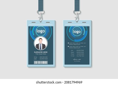 Simple and Clean Vertical Double-sided Gold Id Cards For Company Stuff. Flat Design Vector Illustration