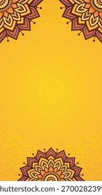 Diseño De Fondo Amarillo De Vertical Limpia Simple Con Ornamentos Decorativos De Frontera De Mandala Étnica