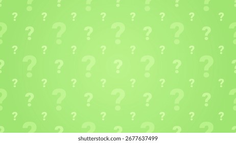 Plano de fundo horizontal verde vibrante simples e limpo com padrão de ponto de interrogação sutil
