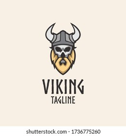 Simple and clean viking head mascot logo design template with isolated background