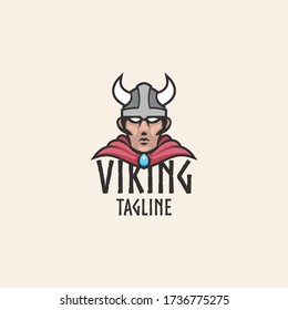 Simple and clean viking head mascot logo design template with isolated background