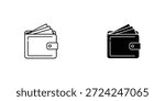 Simple and clean wallet icon set featuring a black wallet and a white wallet, suitable for various design applications.