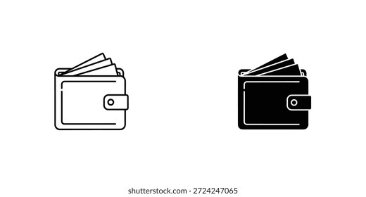 Simples e limpo conjunto de ícone de carteira com uma carteira preta e uma carteira branca, adequado para várias aplicações de design.