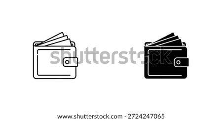 Simple and clean wallet icon set featuring a black wallet and a white wallet, suitable for various design applications.