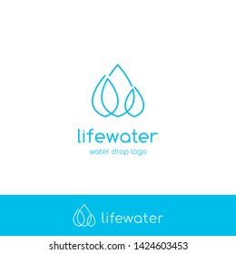 Simple clean water drop life water logo icon symbol line outline monoline style