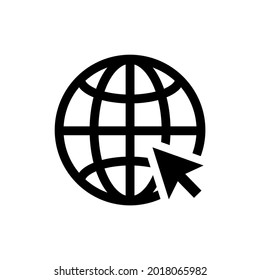 Simple And Clean Website, Globe With Arrow Vector Icon Illustration