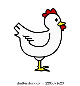 Simple And Clean White Chicken Vector Illustration