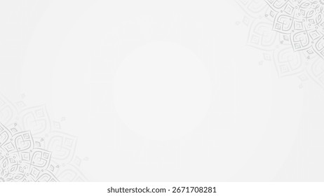 Diseño de fondo Horizontal ornamental blanco y gris limpio simple con tema de mandala 