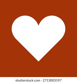 Um gráfico simples e limpo de coração branco centrado em um fundo sólido, morno e marrom-avermelhado, representando amor, saúde, paixão e cuidado.