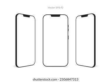  Simple Clean White Vector Smartphones Screen Mockup - Minimalist Mockup set for UI UX Design, App Prototyping, and Mobile Device vector editable Interface Display