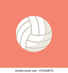 simple clean white volleyball icon flat design style. volley ball symbol cartoon isolated for sport games