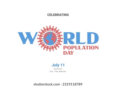 Simple Clean World Population Day Banner With Bold Title People Silhouette And World Map Globe Concept