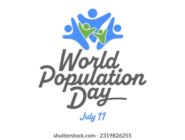 Simple Clean World Population Day Banner With Minimal People Logo and Bold Calligraphy Title