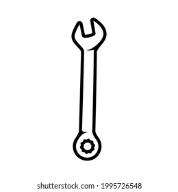 Simple And Clean Wrench Outline Vector Icon Illustration