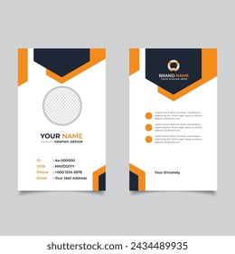 Simple Clean yellow Id Card Design  Professional Identity Card Template Vector Design
