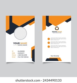 Simple Clean yellow Id Card Design  Professional Identity Card Template Vector Design
