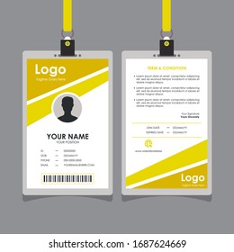 Simple Clean Yellow White Geometric Id Card Design, Professional Identity Card Template Vector for Employee and Others