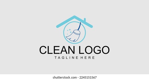 Simple cleaning logo design with modern style premium vector