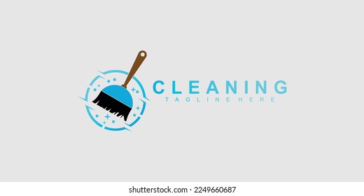 Simple cleaning logo design with unique concept premium vector