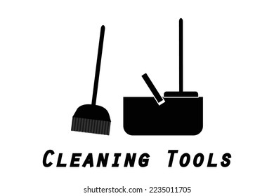 Simple Cleaning Tools Icon Vector