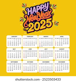 Einfach und klar 2025 Kalender für Neujahrsfeiern