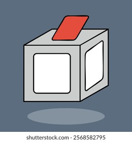 Simple and clear Ballot Box flat design icon for sticker decoration, presentation element, or something else with lines and rounded styles also isolated with color