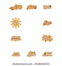 Simple and Clear Banana Chip Sticker Set Design with bright yellow tones and catchy text, designed for product promotion on packaging or social media