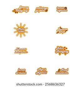 Simple and Clear Banana Chip Sticker Set Design with bright yellow tones and catchy text, designed for product promotion on packaging or social media