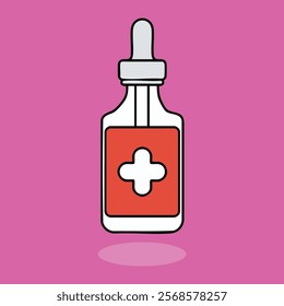 Simple and clear Bottle First Aid flat design icon for sticker decoration, presentation element, or something else with lines and rounded styles also isolated with color